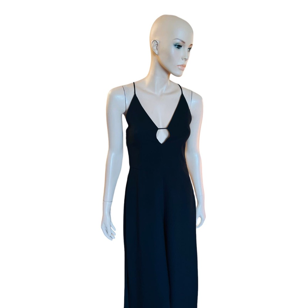 N Nicholas Black Keyhole Split Leg Jumpsuit Size 4 Criss-Cross Straps at Back - Picture 13 of 16